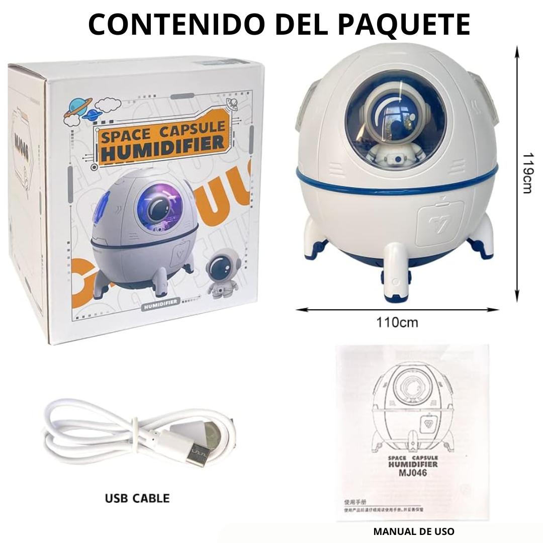 Humidificador de Astronauta con Efecto Niebla y Luz LED